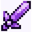 Purple pixelated sword with decorative hilt in retro video game style for Sword Girl Dojo community logo
