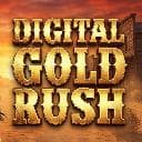Golden metallic text reading "DIGITAL GOLD RUSH" with ornate Western-style lettering against dark background