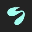 Teal curved S-shaped logo on dark background for Synthesizer Scaling community