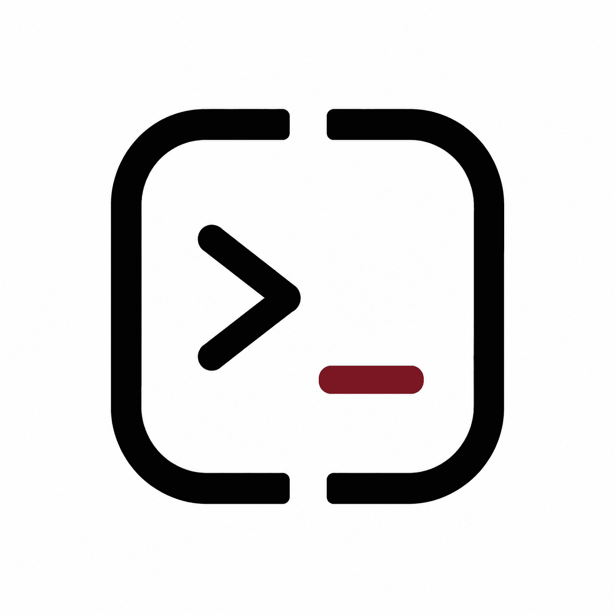 Terminal window icon with command prompt arrow and red cursor dash, logo for One1 Studio AI Operators community