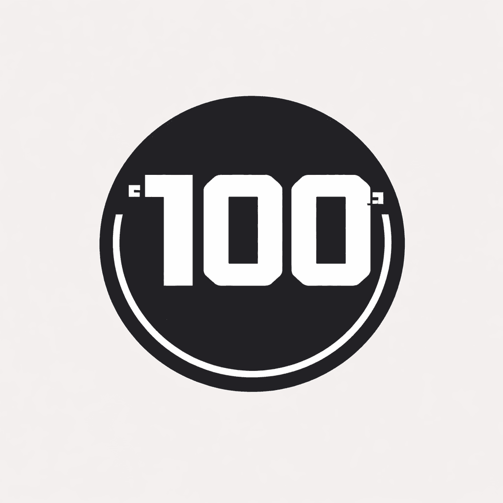 Black circular logo with white "100" text and partial circle outline design for 30-Day Skool Hackathon community