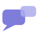 Two overlapping purple speech bubbles in different shades representing the Twinly community logo