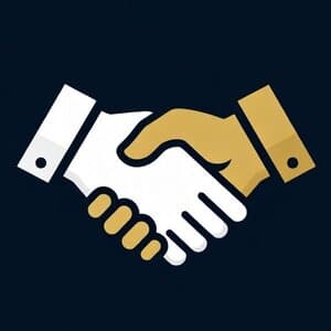 Two hands shaking in partnership - one white, one golden brown - representing collaboration and business unity