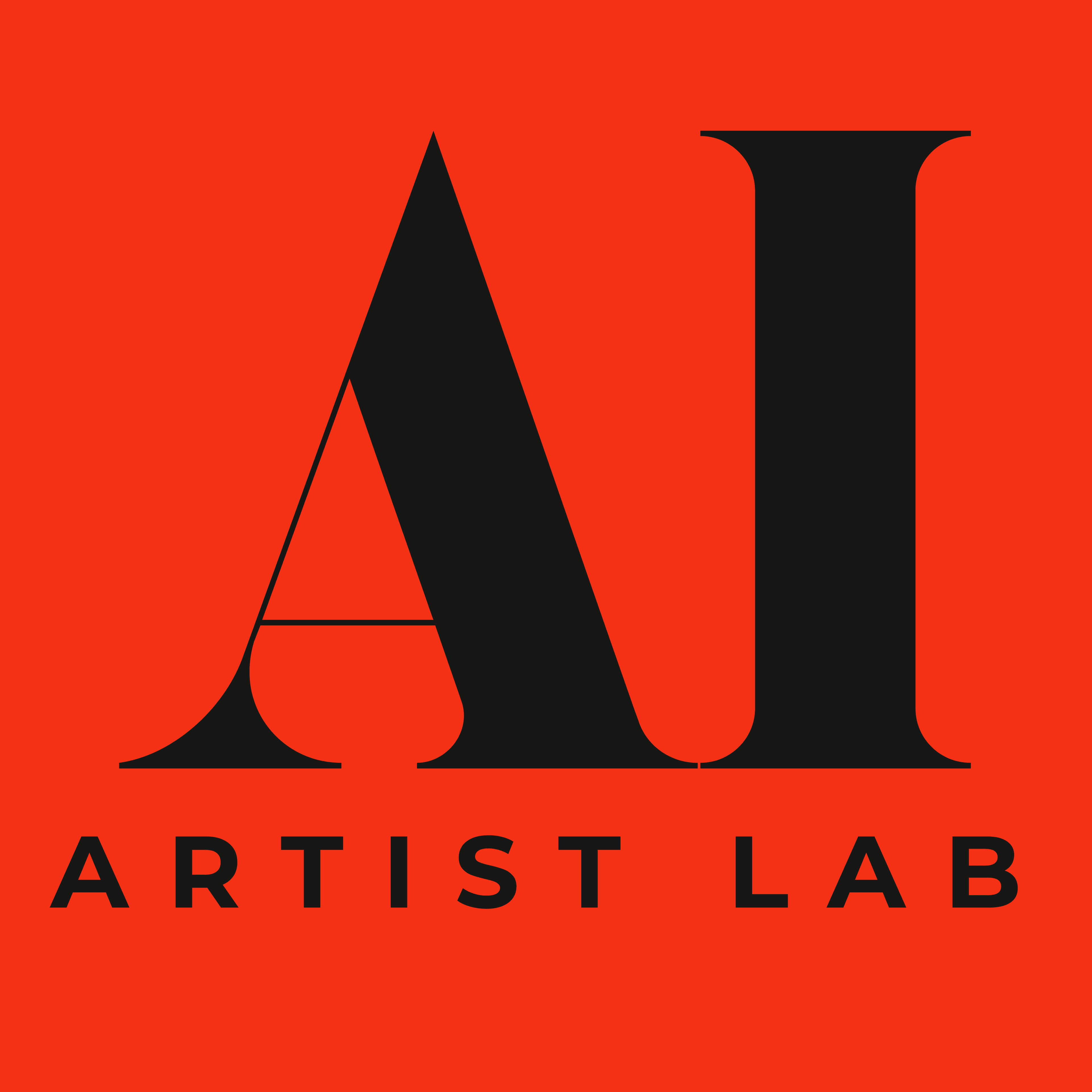 Logo for AI Artist Lab featuring bold black typography on an orange background.