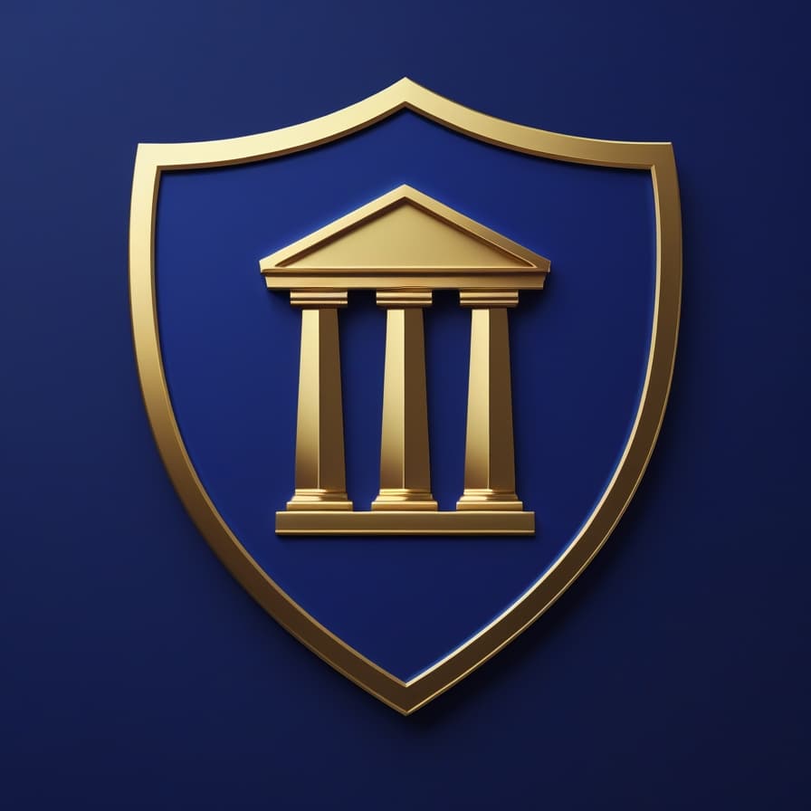 Gold shield emblem featuring a temple with columns, for the Unshakeable Entrepreneurs community.
